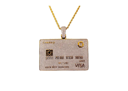 14 KT Gold Plated Iced Out Credit Card Pendant